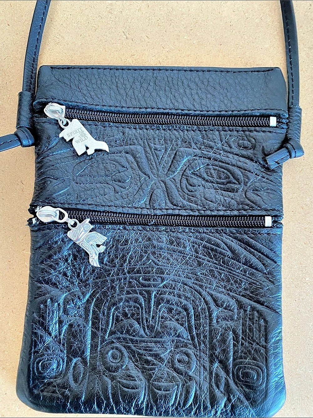 Spirit of the Wild Leather Crossbody Pouch Black